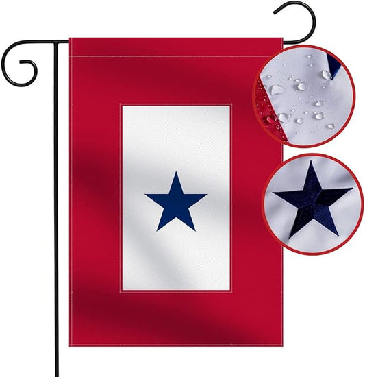 Heavy Duty Military Service Garden Flag Embroidered One Blue Star 12.5×18''-Longest Lasting Oxford Nylon 210D | Army Navy Marine Corps USA Family Member On Service Decoration Gift Yard House Banner