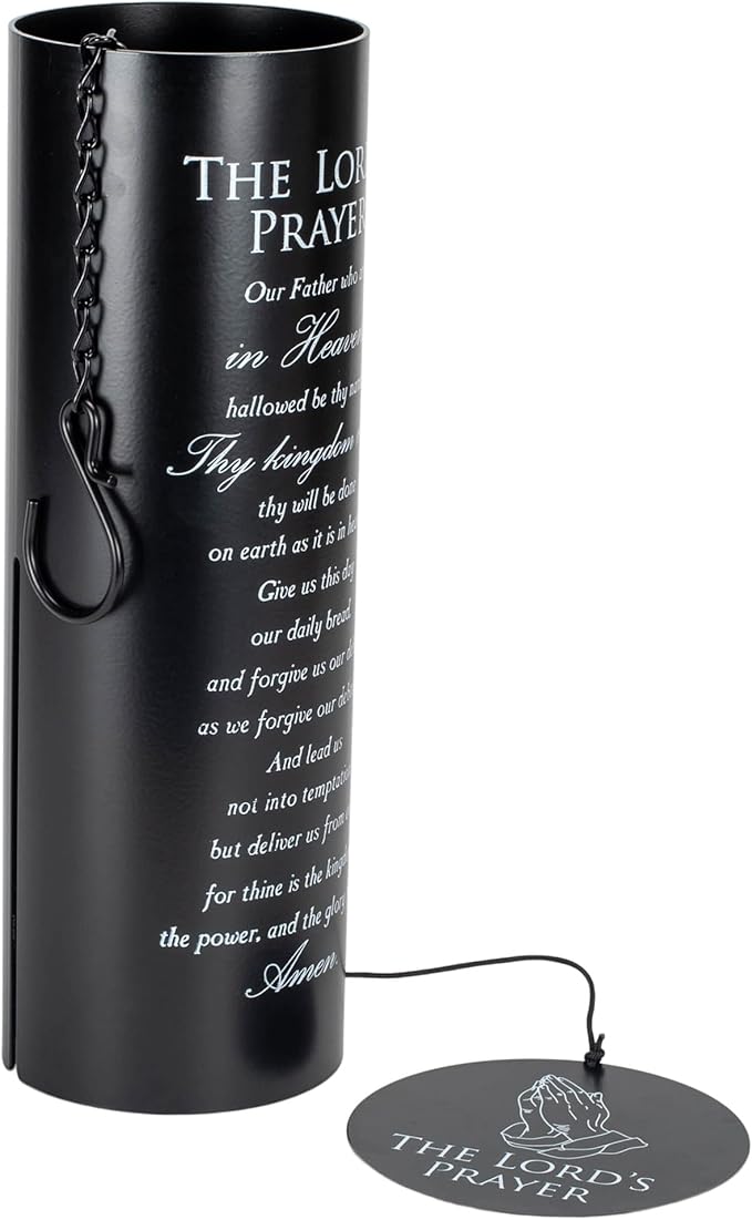 The Lord's Prayer Our Father Who Art in Heaven Black 35 inch Metal Wind Chime