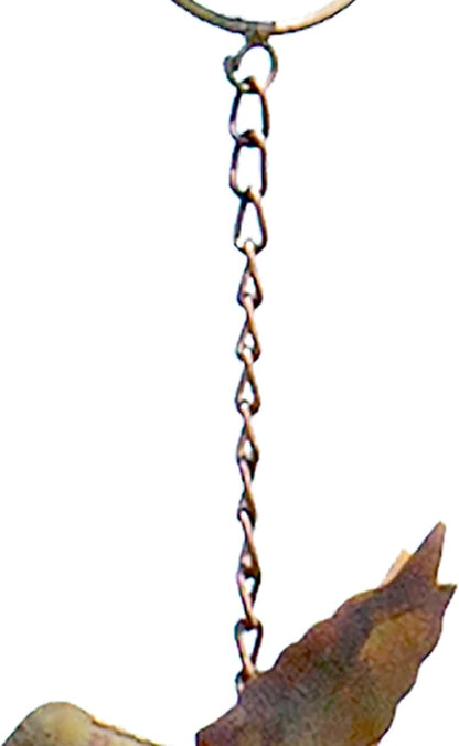 Ancient Graffiti Hummingbirds& Bells Rain Chain, Flamed Copper Colored
