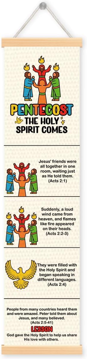 Pentecost Banner, Church Banner, Christian Rustic Hanging Door Flag, Farmhouse Decorations Outdoor Indoor, Church Activity Decor, Bible Lesson, Scripture and Words Decorations