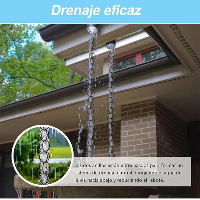 Rain Chains for Gutters Downspouts Outside-Decorative Rain Chain Metal Cups,Adjustable Hanging Rain Hutter Chain,Replacement for Downspout,Vintage Copper Rain Catcher Bronze-3.5m(11.5ft)