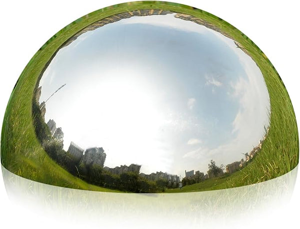 Nerien 8 Inch Gazing Ball, Stainless Steel Garden Mirror Globe, Polished Ornament Sphere, Hollow Floating Reflective Hemisphere for Home Outdoor Pond Housewarming Swimming Pool Decoration, Silver
