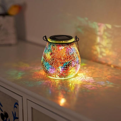 Stargarden Mosaic Solar Lantern ,Outdoor Hanging Waterproof Mosaic Light Solar Table Lamp for Garden ,Patio,Yard Decor (Red)