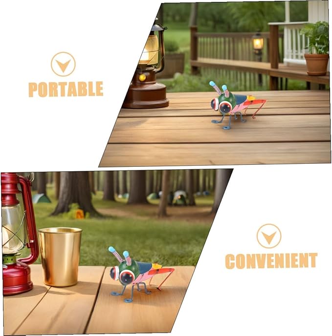 NUOBESTY 3pcs Colorful Iron Art Locust Figurines with Weatherproof Coating Lightweight Garden Statue Sculptures for Courtyard Lawn Patio Decor Portable Metal Insect Ornaments with