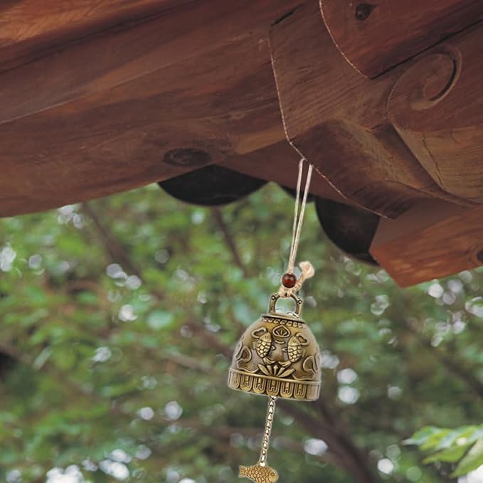 Feng Shui Wind Bell Vintage Metal Blessing Wind Chimes Hanging Decoration for Garden 5PCS
