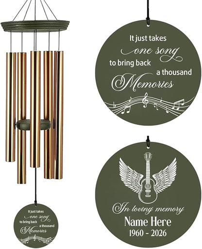 Personalized Guitar Memorial Wind Chime, in Loving Memory of Guitarist Memorial Gifts, Bereavement Gift, Sympathy Gift, Guitarist Loss Gift, Brother Loss Gifts, Produced in USA