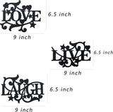 Manortang Metal Wall Decor LOVE LIVE LAUGH Kitchen Wall Art Decor, Matte Black Silhouette Wall Hanging Decoration Sign Wall Valentine for Living Room Bedroom Kitchen Indoor Decoration, Set of 3