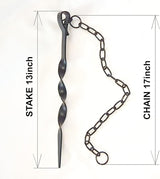 [Upgraded] 3mm Thick, 13 inches Black Powder-Coated Rain Chain Anchoring Stake Including 17 inches Long-Chain, Non-Rust Plating Spiral Anchoring Spike for Rain Chains, Heavy Duty, Reusable