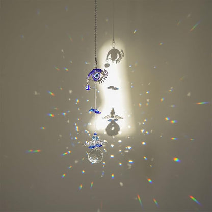 3pcs Evil Eye Suncatchers with Crystal Prism Balls Window Hanging Decoration Ornament Sun Catchers Rainbow Maker Pendant