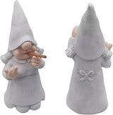 MINICAR Middle Finger Lady Gnome Statue Outdoor Decor, Naughty Smoking Sculptures Garden Yard Decorations, 8'' Tall