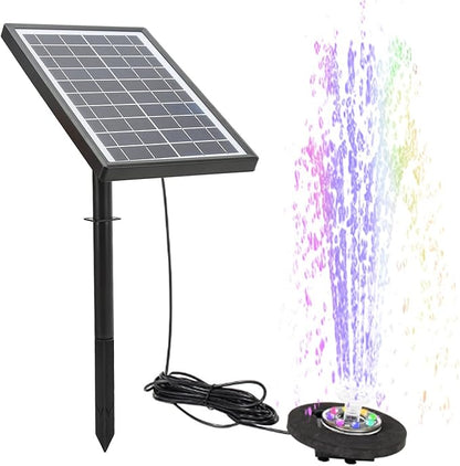 Pilipane Solar Fountain Pump with Battery Backup 5000mAh, 7W Solar Bird Bath Fountain with LED Lights, Solar Birdbath Fountain Pump for Pond, Fish Tank，Fountains Garden Decor