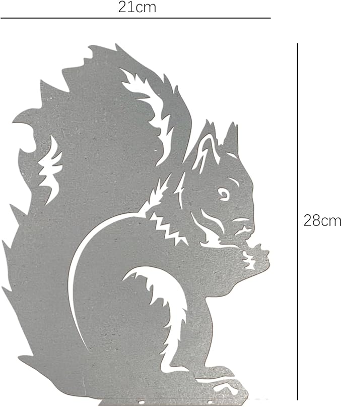 Metal Squirrel Garden Ornament, Squirrel Silhouette to Screw in Wood, Metal Garden Decoration Decor, Fence Topper, Gift Idea for Wildlife Loverent