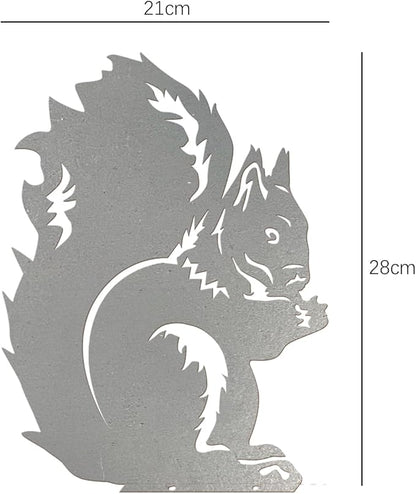 Metal Squirrel Garden Ornament, Squirrel Silhouette to Screw in Wood, Metal Garden Decoration Decor, Fence Topper, Gift Idea for Wildlife Loverent
