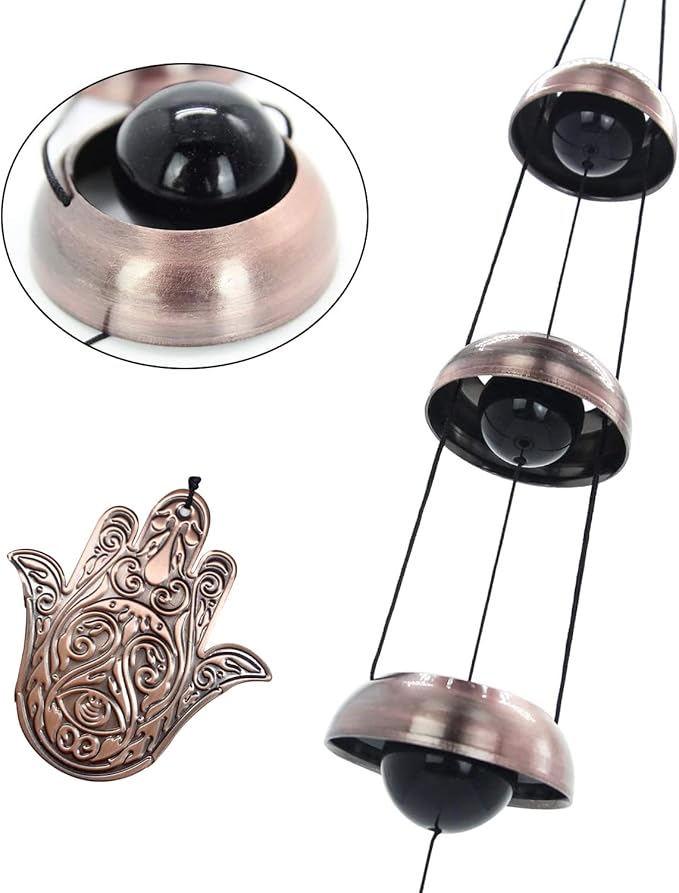 Temple Wind Chime, Red Copper Wind Chimes with 5 Bells, Feng Shui Wind Chimes for Home Yard Outdoor Decoration, A Great Memorial Wind Chime for Someone Who Loves Peace