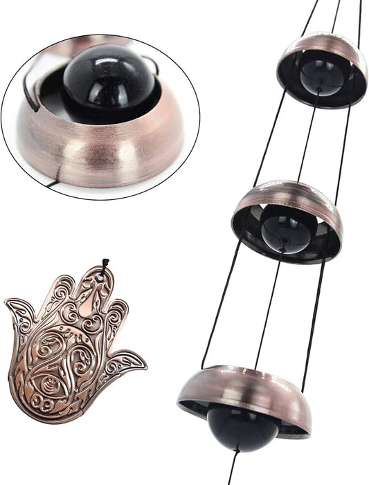 Temple Wind Chime, Red Copper Wind Chimes with 5 Bells, Feng Shui Wind Chimes for Home Yard Outdoor Decoration, A Great Memorial Wind Chime for Someone Who Loves Peace