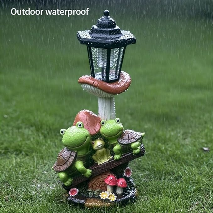 Outdoor Solar Powered Turtle Statue, Turtle and Mushroom-Shaped Sculpture with LED Light, Suitable for Decor Courtyard,Backyard, and Lawn, Unique Birthday and House Warming Gifts