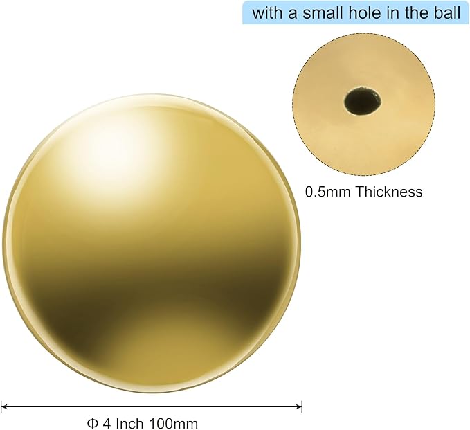 uxcell Gazing Ball 4 Inch 100mm Reflective Sphere Polished Hollow Ball, Stainless Steel Gazing Globe Mirror Ball for Home Garden Outdoor Decoration, Gold Tone