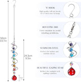 H&D HYALINE & DORA 7 Pack Crystal Suncatchers for Windows Hanging Gazing Ball Spiral Tail Wind Spinners Stainless Steel Hanging with Swivel Hook for Yard and Garden Indoor Home Decor