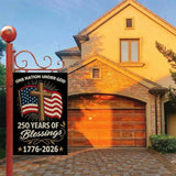 ZXvZYT 250 Years of Blessings America Garden Flag, One Nation Under God,USA 250th Anniversary Patriotic Cross Design Flags Banner Double Sided Flax Outdoor Yard Decorative(12"x 18")