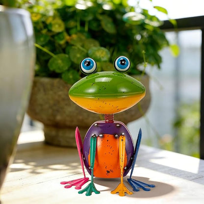 Frog Garden Decor Metal Yard Art Rustproof Garden Statues Outdoor Figurines for Patio Porch Lawn Gardening Gifts