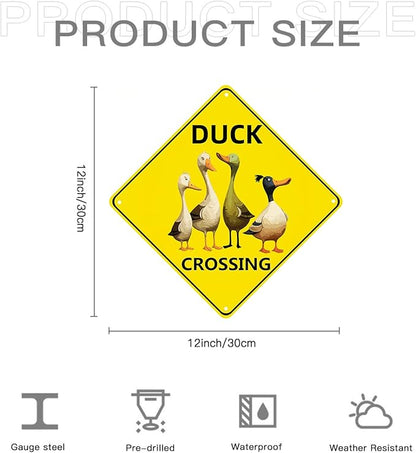 Duck Crossing Signs, Duck Pond Sign for Duck Nene Crossing Sign Bundle 2 Pieces Nene Crossing Farmhouse Wall Decor Garage Retro 12X12 Inch