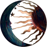 NUEAYMS Boho Wall Decor, Metal Sun Wall Art Decor with Moon & Stars, Hanging for Indoor Outdoor Patio Garden Wall Sculpture Decoration