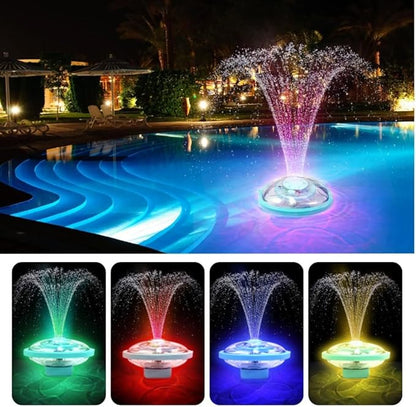 Solar Pool Fountain with Lights, Floating Solar Fountain Pump with Remote, 5 Spray Modes & RGB Color Changing LED, Rechargeable Solar Water Fountain for Pool, Pond, Garden, Outdoor Decor