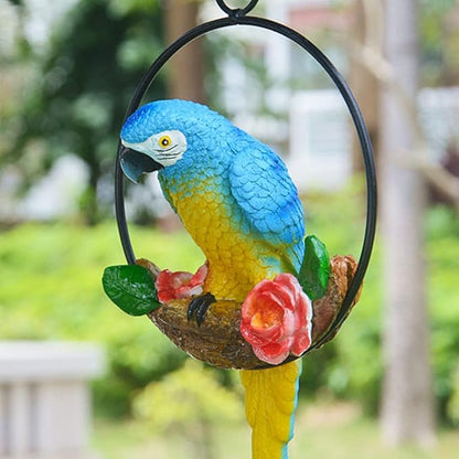 Hanging Parrot Garden Decor Resin Parrot Outdoor Decor Parrot on Perch Garden Sculpture Parrot Statue for Outdoor Garden Decorations Blue Spring Gardening Tool