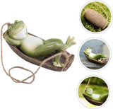 Lovely Hanging Frogs Ornament Resin Courtyard Frogs Figure with Swing Weather-Resistant Garden Statues Decor for Outdoor Patio Home Office Gift for Friends and Family