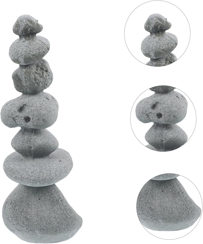 Mipcase Zen Garden Stone Decoration Fake Rock Ornament for Living Decor for Outdoor Garden Flower Pot Landscaping and Fish Tank Micro Landscape Light Grey