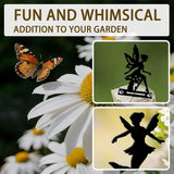 6 Pcs Fairy Fence Decor, Outdoor Garden Metal Black Fairy Decoration, Metal Art Ornament for Yard, Double-Side Design