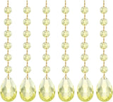 PATIKIL Teardrop Crystal Chandelier Pendants Beads, 6 Pack 160mm Length 38mm Chandelier Prisms Parts Ornaments Hanging Beads for DIY Arts Crafts Decoration, Light Yellow