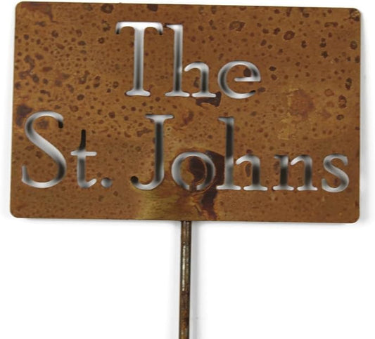 Classic Metal Garden Markers Clearance Items 20 to 33 Inches Tall (The St. Johns, Naturally Rusted)