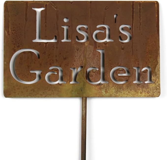 Classic Metal Garden Markers Clearance Items 20 to 33 Inches Tall (Lisa's Garden, Naturally Rusted)