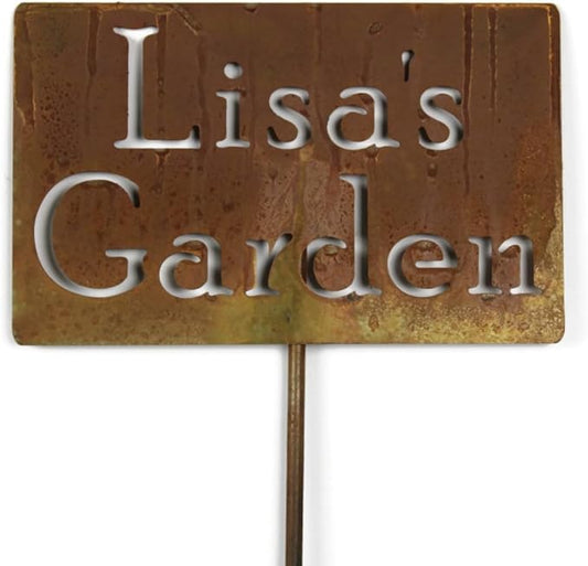 Classic Metal Garden Markers Clearance Items 20 to 33 Inches Tall (Lisa's Garden, Naturally Rusted)