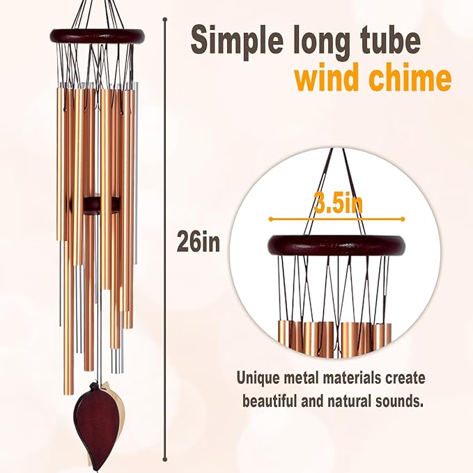 Wind Chimes for Outside Windchimes Outdoors Clearance Outdoor Wind Chimes Zen Garden House Decor Outdoors Garden Decor Sympathy Souvenir for Loss of Loved One (Rose Gold)