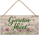 SCAZOMV Garden Sign Decor, Garden Shed, Funny Outdoor Decorative For Garden Backyard Patio Farmhouse, Potting Shed She Shed Personalized Wooden Hanging Plaque 5"X 10"