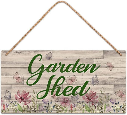 SCAZOMV Garden Sign Decor, Garden Shed, Funny Outdoor Decorative For Garden Backyard Patio Farmhouse, Potting Shed She Shed Personalized Wooden Hanging Plaque 5"X 10"