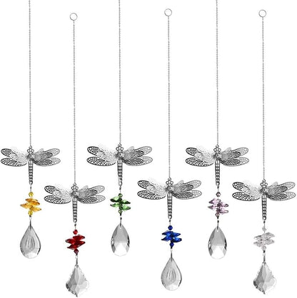 WEISIPU Crystal Suncatcher Prism - Dragonfly Suncatchers for Windows Hanging Rainbow Maker, Christmas Tree Decor, K9 Crystal Metal Ornament, Gifts (Green)