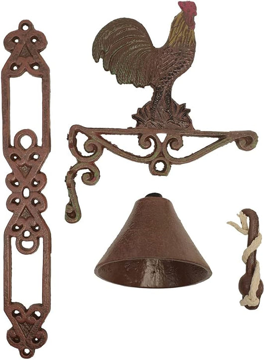 Treasure Gurus Metal Wall Mount Rooster Welcome Bell Rustic Farm/Yard/Garden/Patio Door Decor