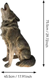 Large Howling Wolf Resin Statue - 17.9" L x 29.7" H Realistic Alpha Wolf Sculpture, Weatherproof Outdoor Garden Decor for Patio, Lawn & Yard, Wildlife Art Gift for Nature Lovers