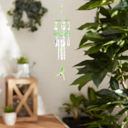 Gifts & Decor Leafy Green Hummingbirds Acrylic and Metal Wind Chime