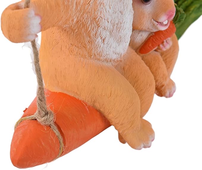 Gavigain Hanging Garden Pendant,Animal Model Rabbits Pattern Exquisitely Carved Romantic Feel Home Courtyard Decoration House Ornament