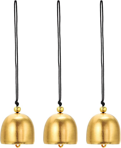 PATIKIL 3 Pcs Wind Chime, Hanging Bells Temple Bells Retro Outdoor Hanging Metal Chinese Wind Chime Round for Outside Garden Camping, Gold Black