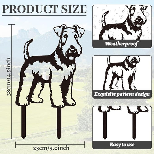 WADORN Terrier Dog Metal Decorative Garden Stakes, Black Terrier Dog Outdoor Statues Silhouette Funny Dogs Lover Gifts Stakes Silhouette Ornaments for Yard Art Garden Patio Backyard Lawn Decors