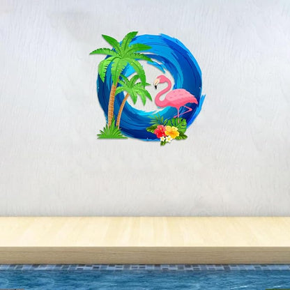 MeMate Flamingo House Metal Sign, Personalized Name Outdoor Sign, Flamingo House Outdoor Decor for Porch Deck Backyard Patio Pool, 8 to 24 inches