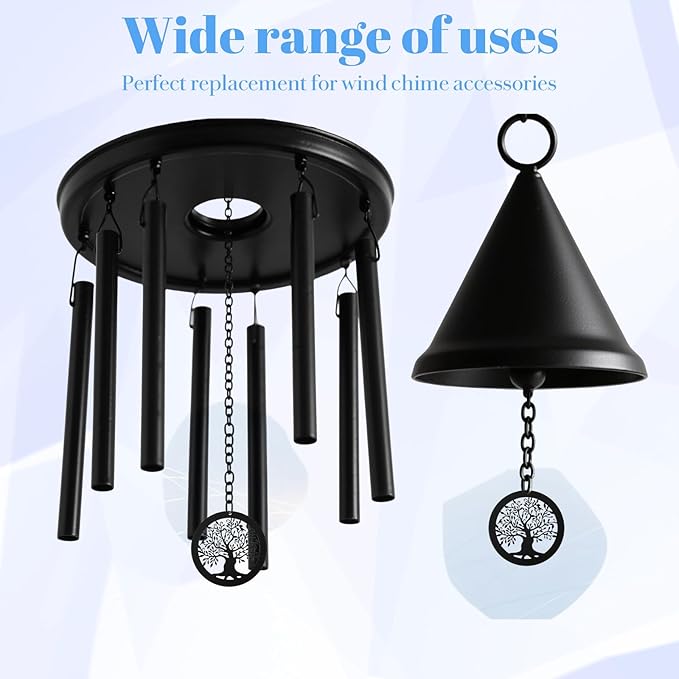 Molain Replacement Wind Catcher, Wind Chime Parts with 16.4FT Nylon Cord Vintage Black Tree Design Sail Replacement Hanging Decoration Ornament