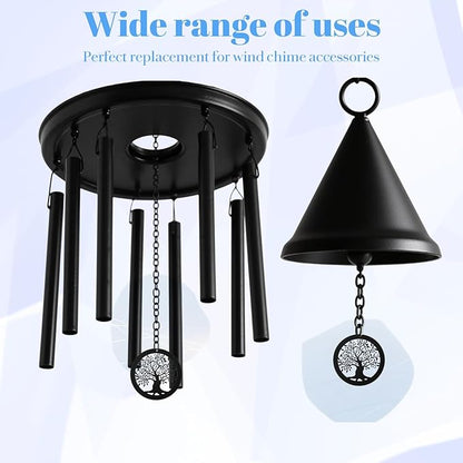 Molain Replacement Wind Catcher, Wind Chime Parts with 16.4FT Nylon Cord Vintage Black Tree Design Sail Replacement Hanging Decoration Ornament