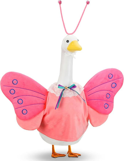 Abbylike 1 Set Spring Butterfly Porch Goose Outfit Butterfly Wings Goose Clothes Costume Fits 23" Large Cement Plastic Geese Statue for Spring Outdoor Garden Yard Lawn Patio Art Decorations
