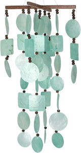 Woodstock Chimes Asli Arts Collection, Aqua Capiz Chime, 22'' Capiz Wind Chimes for Outdoor, Patio, Home or Garden Décor (C160)